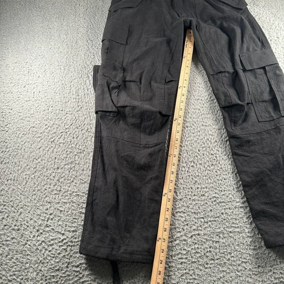 Rhude Pants Mens M‎ Black Linen Cargo Pocket Drawstring Ankle Utility Trousers
